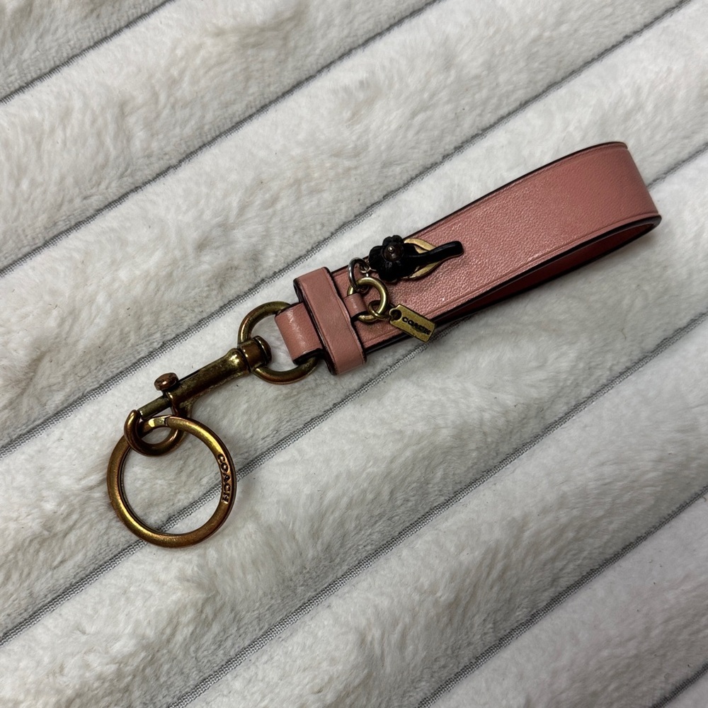 Coach Pink Leather Key Holder with Gold Hardware